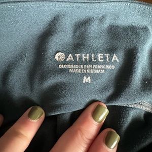 Athleta M 7/8 Leggings - Green and White